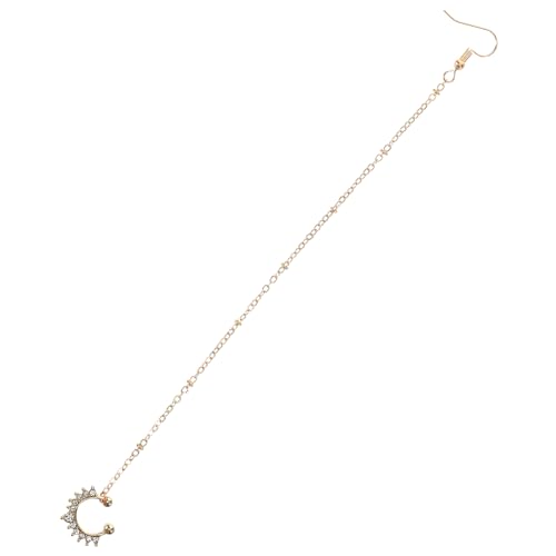 VERDANVERSE Falscher Nasenring mit Kette zum Ohr Vergoldeter Schmuck mit Strass Clip Fake Septum Piercing Durchbohren für Tanz Party Hochzeit Modisches Accessoire von VERDANVERSE