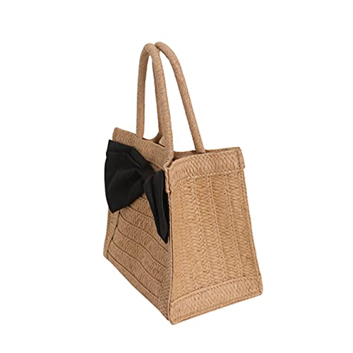 VERDANVERSE Faltbare Strandtasche aus Hochwertigem Stroh Große Kapazität Handtasche mit Dekorativem Schleifendesign für Damen für Strand Shopping Reisen und Alltag von VERDANVERSE