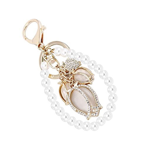 VERDANVERSE Fashion Pearl Keychain Anhänger Eleganter Schlüsselring mit Perlen und Metall Perfektes für Taschen Rucksäcke Autos und für Jede Gelegenheit von VERDANVERSE