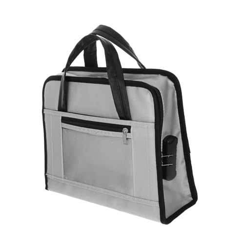 VERDANVERSE Feuerfester Dokumententaschen Organizer mit Mehreren Fächern Robuster Business Aktenkoffer für Reise und Büro Tragbare Handakte für Laptop Siegel und Wichtige Unterlagen Graue von VERDANVERSE