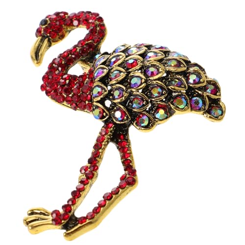 VERDANVERSE Flamingo Brosche Rot Legierung Strass Schmuck Anstecknadel für Damen Kleidung Party Hochzeit Accessoire von VERDANVERSE