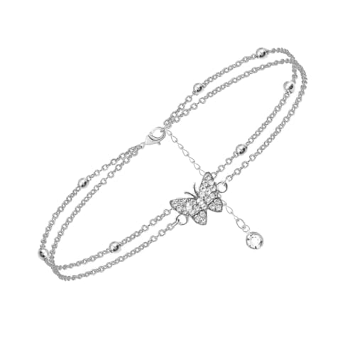 VERDANVERSE Funkelnde Doppel Schicht Fußkette Damen Strass Modisches Sommer Schmuck von VERDANVERSE