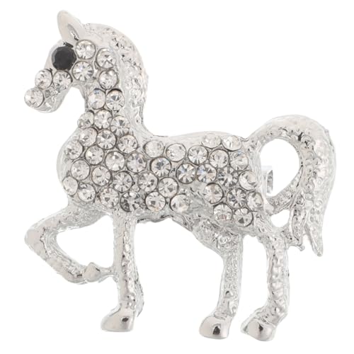 VERDANVERSE Funkelnde Pferde Brosche aus Zinklegierung mit Strasssteinen Anstecknadel für Damen Chinesischer Stil Langlebiger Schmuck als für Jacken und Mäntel von VERDANVERSE