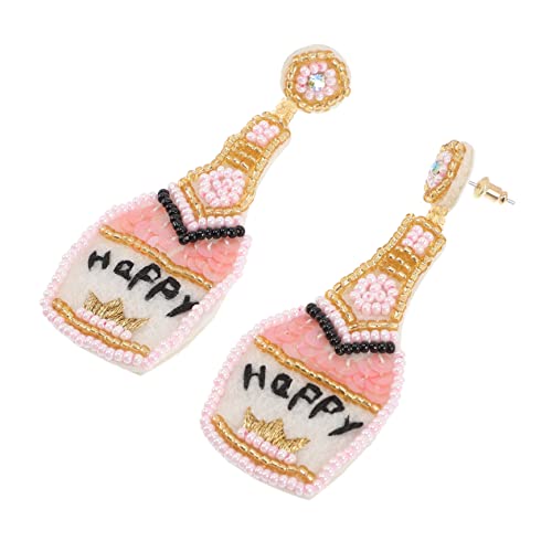 VERDANVERSE Geflochtene Perlenohrringe Damen Handgefertigt Champagnerflasche Design Modisch Leicht Sommeraccessoires Für Frauen Teens von VERDANVERSE