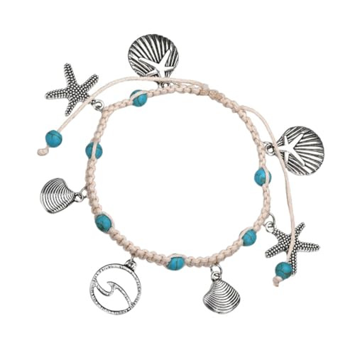 VERDANVERSE Geflochtenes Fußkettchen mit Muschel Beach Anklet Damen Sommer Strand Schmuck Knöchel Armband für Frauen und Mädchen von VERDANVERSE
