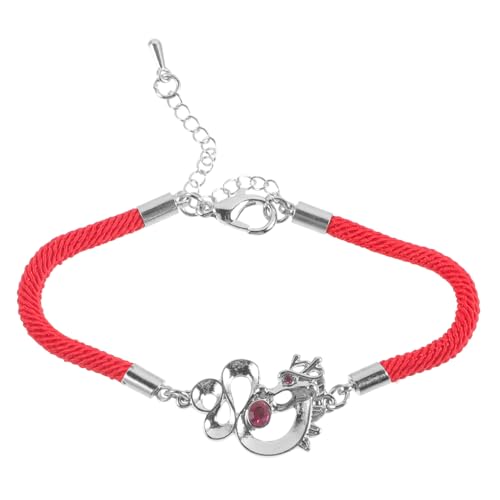 VERDANVERSE Geflochtenes Rotes String-armband mit Pinkem Strass Chinesisches Drachen-zodiac-wickelarmband Stylisches Damenhandgelenk-schmuckstück für Glück und Alltag von VERDANVERSE