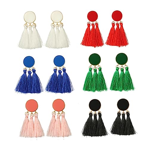 VERDANVERSE Geometrische Boho Quasten Ohrringe Damen Vintage Baumelnde Dangle Ohrschmuck Leicht Tragbar Retro Schmuck Grün von VERDANVERSE