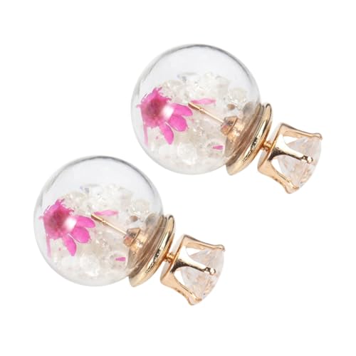 VERDANVERSE Glaskugel Ohrringe Mit Getrockneten Blumen Doppelseitige Ohrstecker Damen Ohrschmuck Einzigartiges Design Für Besondere Anlässe von VERDANVERSE