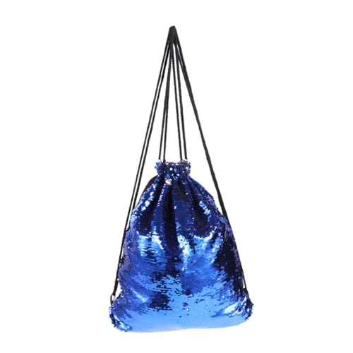 VERDANVERSE Glitzernder Pailletten Rucksack Royal Blau Meerjungfrau Sequin Drawstring Bag Handtasche für Frauen Leicht Robust Schulterfreundlich für Party Alltag von VERDANVERSE