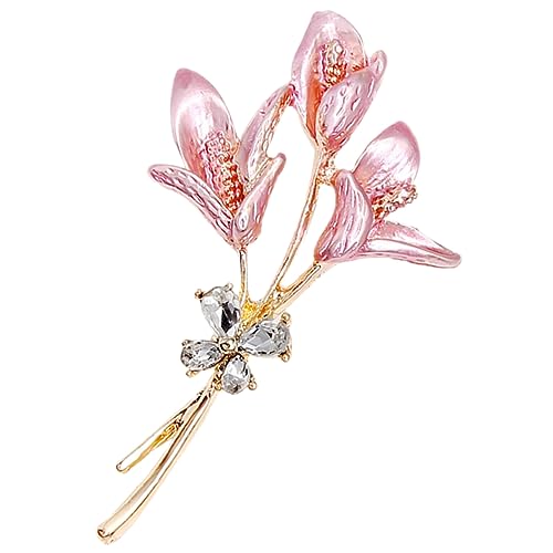 VERDANVERSE Goldene Lilienbrosche aus Robustem Legierungsmetall mit Funkelnden Strasssteinen Elegante Blumenform Anstecknadel für Damenkleidung Geeignet für Anzüge Hüte Kleider Modisches von VERDANVERSE
