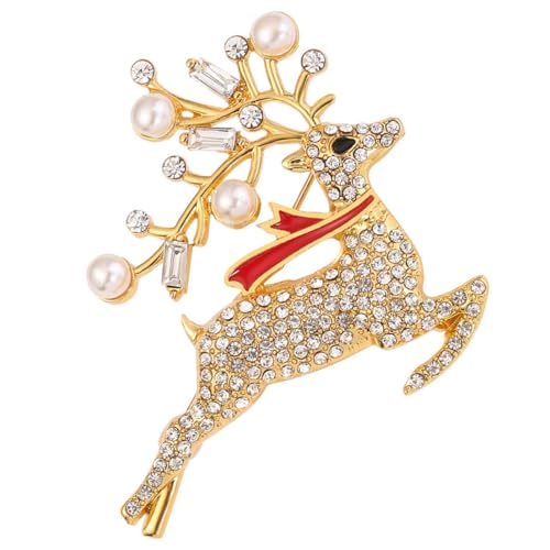 VERDANVERSE Goldene Weihnachtsbrosche mit Strass Modisches Party Accessoire Niedliche Kleine Anstecknadel Eleganter Schmuck für Kleidung Tasche Jacke Geschenkidee zur Weihnachtszeit von VERDANVERSE