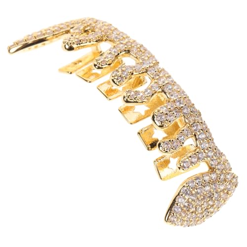 VERDANVERSE Goldener Clip Zahngrill mit Unregelmäßigen Diamanten für Herren Ergonomischer Hip Hop Mundschmuck Komfortabel Modisches Rapper Kostüm Zubehör von VERDANVERSE