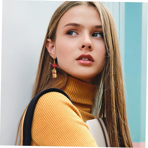 VERDANVERSE Goldfarbene Cat Drop Ohrringe Damen Lucky Earrings Kawaii Hängend mit Charmantem Katzen Anhänger für Katzenliebhaber Alltag und von VERDANVERSE