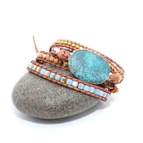 VERDANVERSE Goldfarbenes Boho Armband Damen Natürliches Meeresstein Geflochtenes Perlenarmband Schmuck Leicht und Handgefertigt für Alltag Party Reise VERDANVERSE Goldfarbenes Boho Armband Damen Natürliches Meeresstein Geflochtenes Perlenarmband Schmuck Leicht und Handgefertigt für Alltag Party Reise von VERDANVERSE