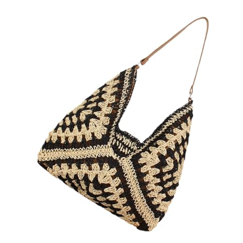 VERDANVERSE Große Geflochtene Schultertasche Damen Leichte Papierseil Hobo Handtasche Geräumige Sommer Strand Tasche Vielseitige Tote für Urlaub Alltag Arbeit mit Elegantem Design von VERDANVERSE