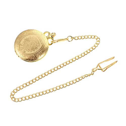 VERDANVERSE Große Goldfarbene Taschenuhr Anhänger Vintage Design Dekorative Legierung Taschenuhr mit Langlebiger Kette für Herren und Damen von VERDANVERSE