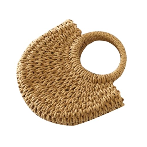 VERDANVERSE Große Halbrunde Strandtasche Damen Handgewebt mit Viel Stauraum Handtasche für Strand Shopping und Alltag Praktische Schultertasche mit Stilvollem Design von VERDANVERSE