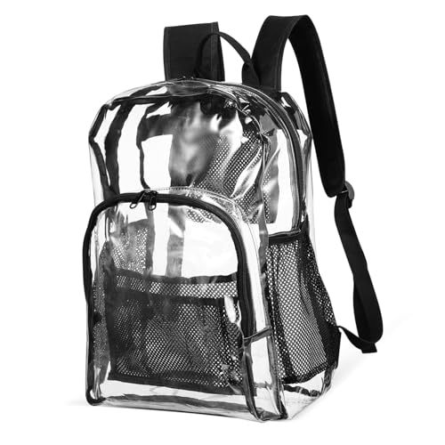 VERDANVERSE Großer Transparenter PVC Rucksack Strapazierfähig Vielseitig Einsetzbar für Arbeit Schule Sportveranstaltungen mit Komfortablen Schultergurten und Geräumigen Fächern von VERDANVERSE