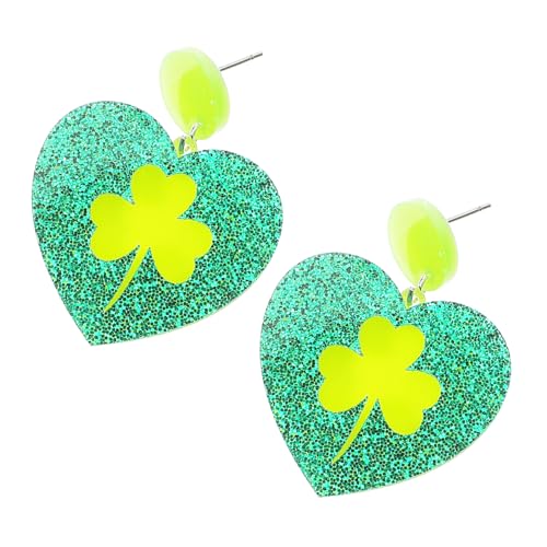 VERDANVERSE Grüne Shamrock Ohrhänger aus Langlebigem für St Patrick's Day Festliche Irische Ohrstecker mit Dangle Design Statement Ohrringe für Frauen bei Festival und Party von VERDANVERSE