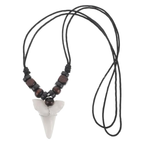 VERDANVERSE Haifischzahn-halskette Mit Holzperlen Verstellbarer Kordel Für Herren Und Damen Boho-stil Strand-surfer-schmuck Natürlicher Anhänger von VERDANVERSE