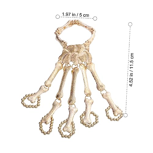VERDANVERSE Halloween Gothic Skelett Handkette aus Metall Leichtes Verstellbares Skull Finger Armband für Damen Langlebiger Schmuck für Halloween Kostüme und Party Goldfarben von VERDANVERSE