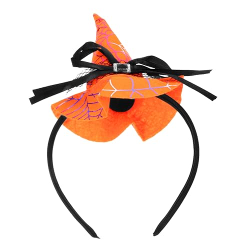 VERDANVERSE Halloween Hexenhut Haarreif Orange Spitzes Performance Haarband für Kostüm Party Leichter Haarschmuck für Damen Robustes Halloween Zubehör mit Gruseligem Design von VERDANVERSE