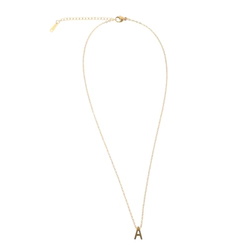 VERDANVERSE Halskette Damen Gold Buchstabenanhänger A Perlenkette Spiegelpoliert Elegant Charm Schmuck für Alltag Party von VERDANVERSE
