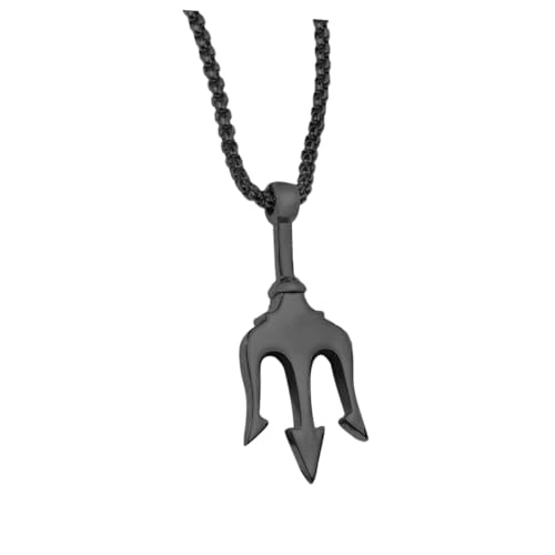 VERDANVERSE Halskette mit Schwarzem Trident Anhänger Kette Herren Damen Modisches Schmuckstück für Party Alltag von VERDANVERSE