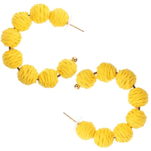 VERDANVERSE Handgefertigte Boho Raffia Kugel Ohrringe Sommer Ohrhänger für Damen Leicht Elegant Strandtauglich Modisch Dangle Earrings für Mädchen und Frauen von VERDANVERSE