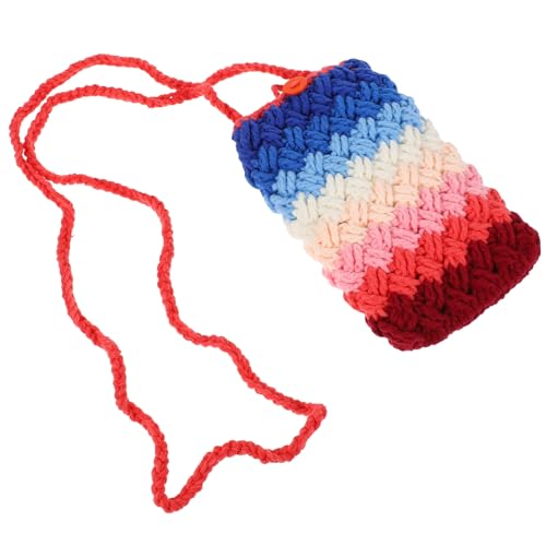 VERDANVERSE Handgefertigte Handliche Handytasche Handgestrickte Umhängetasche mit Buntem Muster Leichte Crossbody Tasche für Damen Handy und Alltagszubehör von VERDANVERSE