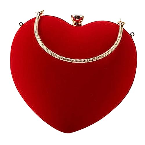 VERDANVERSE Handgefertigte Herzförmige Clutch Abendtasche Damen Elegant Rote Handtasche Für Dinner Party Bankett Geburtstag von VERDANVERSE