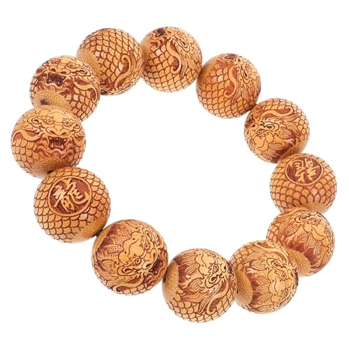 VERDANVERSE Handgefertigtes Holzarmband aus Duftendem Sandelholz mit Kunstvoll Geschnitztem Drachenmuster Unisex Design als Spirituelles Schmuckstück und Freundschaftsarmband Natürliches von VERDANVERSE