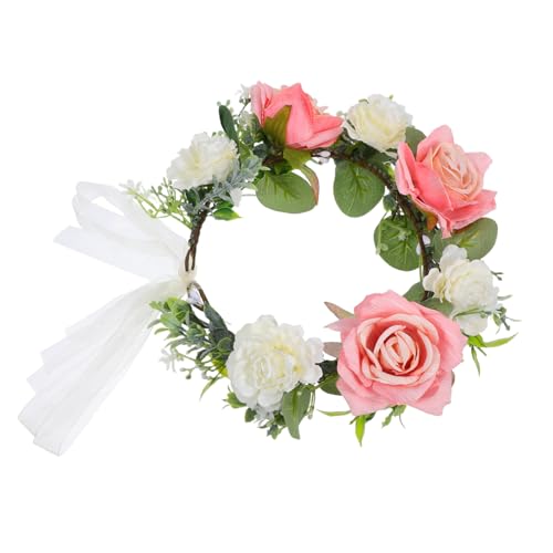 VERDANVERSE Blumenstirnband Mit Rosenblumenkrone Verstellbares Stirnband Aus Simulationsmaterial Blumenhaarband Für Hochzeiten Festivals Und Alltag von VERDANVERSE