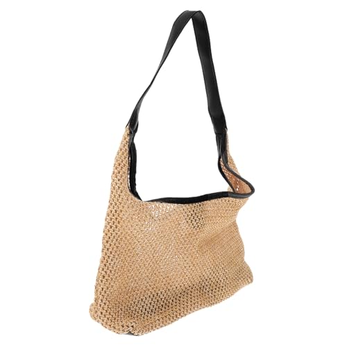 VERDANVERSE Handgewebte Schultertasche Damen Strandtasche mit Großem Fassungsvermögen Leichte Schwarze Tote Bag für Alltag Urlaub Party und Freizeit von VERDANVERSE