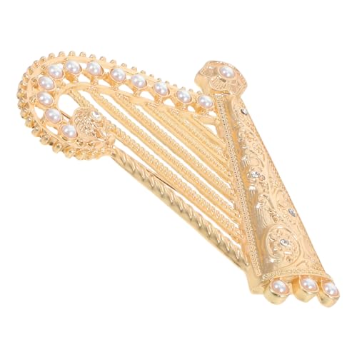VERDANVERSE Harp Brooch Pin aus Legierung mit Perlenbesatz und Filigranem Design Dekorative Anstecknadel für Kleidung Schals und Hüte Stilvolle Frauenbrosche als Musik Instrument Accessoire von VERDANVERSE