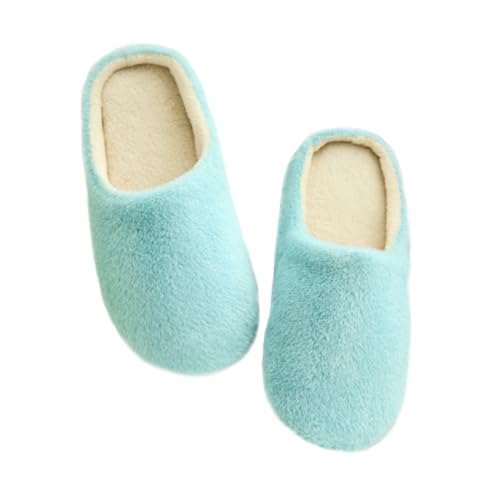 VERDANVERSE Hausschuhe Damen Herren Plüsch Futter Weiche Baumwollhausschuhe Winter Pantoffeln Leicht Rutschfest Indoor Schuhe Blau für Zuhause und Reisen von VERDANVERSE