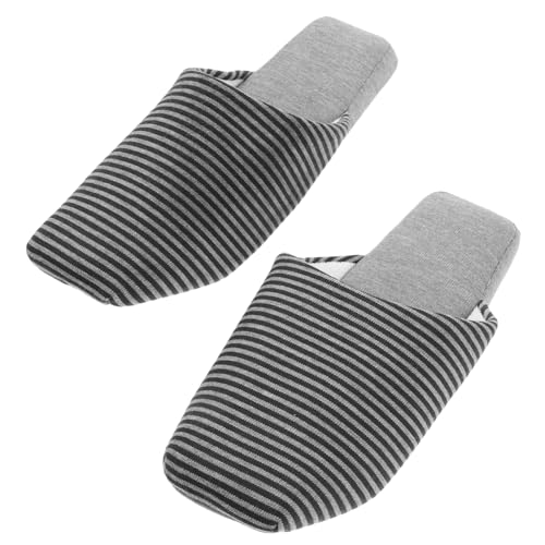 VERDANVERSE Hausschuhe für Herren Leichte Rutschfeste Baumwollpantoffeln mit Gestreiftem Quadratischem Zehenbereich Weiche Strapazierfähige Indoor Slipper für Holz und Fliesenböden von VERDANVERSE