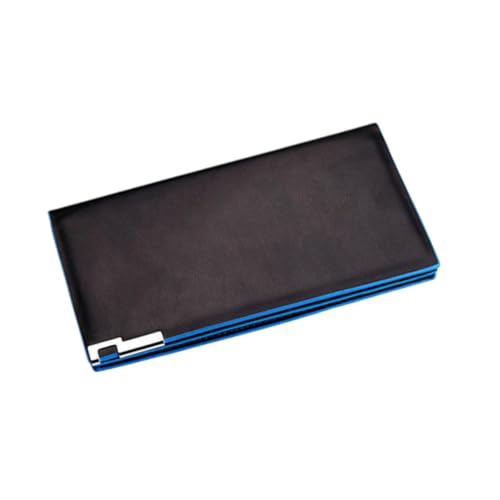 VERDANVERSE Herren Geldbörse aus PU Material mit Mehreren Kartenfächern Modische Business Brieftasche Langlebig Strapazierfähig für Karten Bargeld und Handy Schwarz mit Blauem Saum von VERDANVERSE
