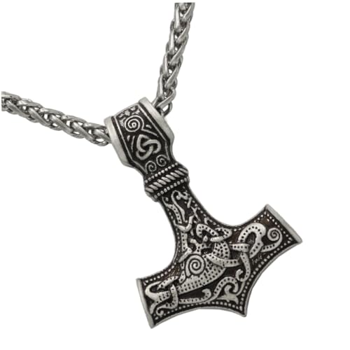 VERDANVERSE Herren Halskette mit Legierungs Hammer Anhänger Silberfarbene Viking Schmuckkette Männerschmuck Langlebiges Feingeschliffenes Accessoire für Alltag und von VERDANVERSE