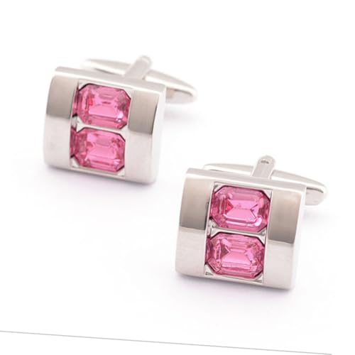 VERDANVERSE Herren Manschettenknöpfe aus Kupfer mit Pinkfarbenem Kristalldekor Modische French Cuff Sleeve Buttons Stilvolles Accessoire für Hemden und Besondere Anlässe von VERDANVERSE