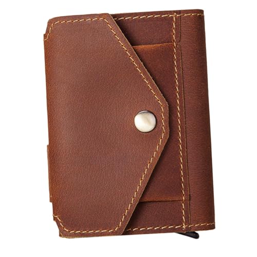 VERDANVERSE Geldbörse Mit Schutz Praktische Knopf-Design Brieftasche Für Business Vintage Echtleder Kreditkartenetui von VERDANVERSE