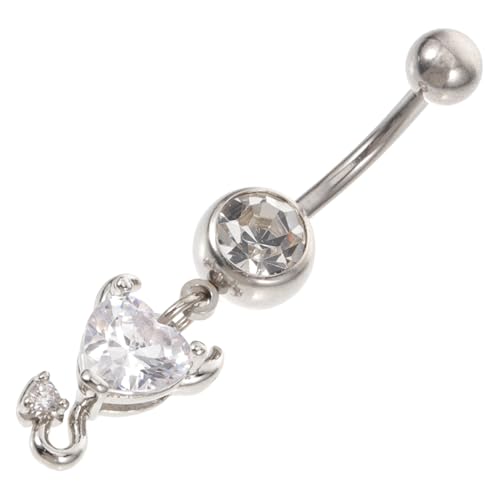 VERDANVERSE Herz Bauchnabelpiercing aus Chirurgenstahl mit Zirkonia Anhänger Elegantes Belly Button Schmuckstück für Damen Bequem Tragbar für Alltag Party und Strandmode von VERDANVERSE