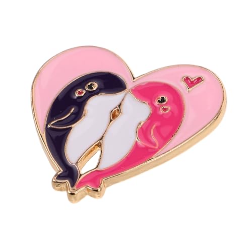 VERDANVERSE Herzförmige Metall-emaille-anstecknadel Mit Cartoon-delfin-design Süße Brosche Als Hut Oder Schal-dekoration Kleidungsaccessoire Für Besondere Anlässe von VERDANVERSE