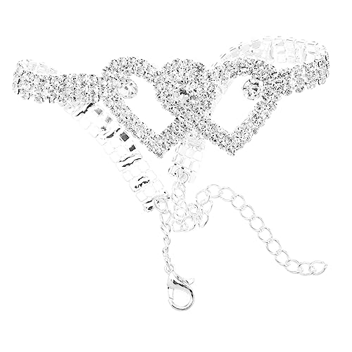 VERDANVERSE Herzförmiges Fußkettchen mit Funkelnden Strasssteinen Verstellbare Knöchelkette für Damen Vielseitiges Schmuckstück für Strand und Alltag Silbernes Design für von VERDANVERSE