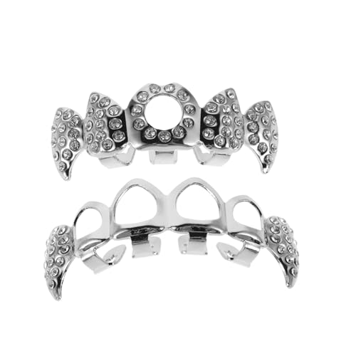 VERDANVERSE Vampirzähne Aus Hohl Mit Strass Für Cosplay Und Halloween-kostüme in Silber Auffälliger Zahnschmuck Im Hip-hop-stil von VERDANVERSE