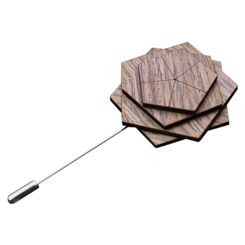 VERDANVERSE Holz Boutonniere Ansteckblume für Herren Dekorative Holzbrosche Elegante Anzug Anstecknadel Stilvoller Blüten Pin für Hochzeit Party und Festliche Anlässe von VERDANVERSE