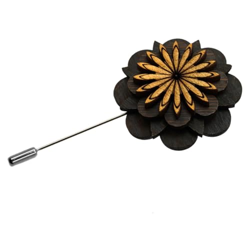 VERDANVERSE Holz Boutonniere Anstecknadel für Herren Stilvolle Vielseitige Blumenbrosche Langlebiges Material Romantisches für Anzug Hochzeit und Festliche Kleidung von VERDANVERSE