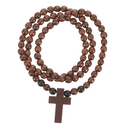 VERDANVERSE Holzperlen Kreuzkette für Herren Vintage Kurze Halskette mit Holzanhänger Hip Hop Schmuck für Vielseitige Anlässe Handgefertigte Robuste Ergonomisches Design für Optimalen von VERDANVERSE