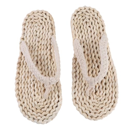 VERDANVERSE Japanische Hausschuhe aus Gewebtem Material Rutschfeste Sommerschuhe mit Traditionellem Zehentrenner Design Leichte Freizeit Pantoffeln für Haushalt und Innenbereich von VERDANVERSE