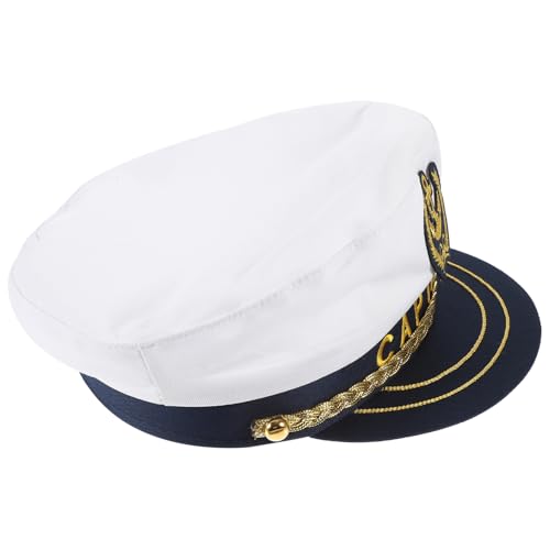 VERDANVERSE Kapitänsmütze Erwachsene Verstellbare Matrosenmütze für Cosplay und Partys Leichtes Accessoire für Bootsausflüge und Bühnenaufführungen Weiße Mütze von VERDANVERSE